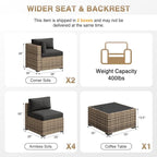 Aoxun Patio Furniture Sets, 7-Piece Outdoor Patio Furniture with Thick Cushions, Wicker Outdoor Conversation Set Sectional Sofa for Backyard, Poolside, Garden