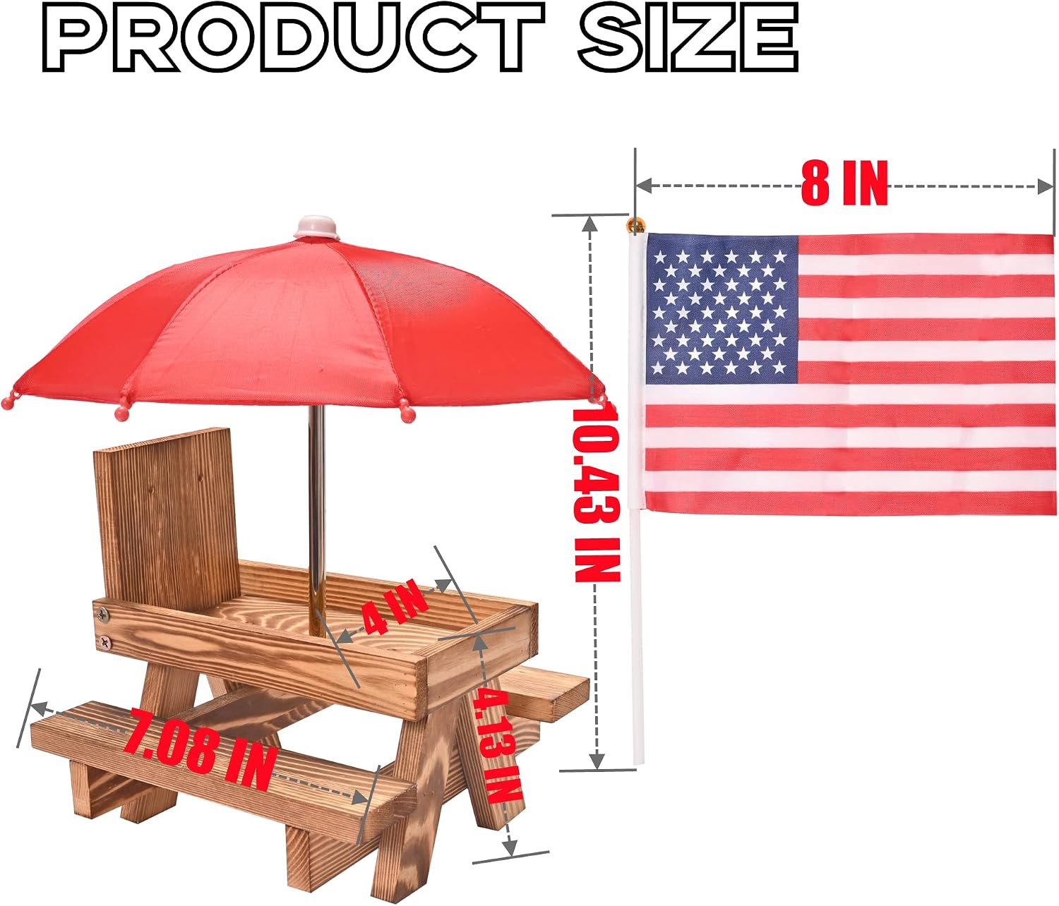 Squirrel Feeder Picnic Table with Umbrella, Wooden Squirrel Feeder Outside | Funny with Corn Cob Holder for Yard and Porch Decoration, Easy to Fill Peanuts in Shell and Nuts