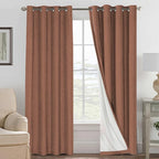 H.VERSAILTEX 100% Blackout Curtains for Bedroom Thermal Insulated Linen Textured Curtains Heat and Full Light Blocking Drapes Living Room Curtains 2 Panel Sets, 52x96 - Inch, Washed Spice