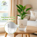 Planterhoma 8 Pack Self Watering Pots for Indoor Plants, 6 Inch Plant Pot Plastic Self Watering Planter for Orchid, African Violet, Small Clear Flower Pots with Drainage Holes and Wicking Rope, White