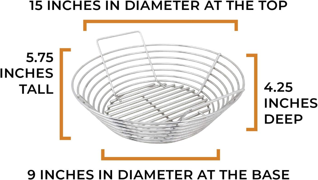 Stainless Steel Charcoal Ash Basket for Kamado Joe Classic - Classic Kamado Grill Charcoal Basket Accessory - Designed in Wisconsin