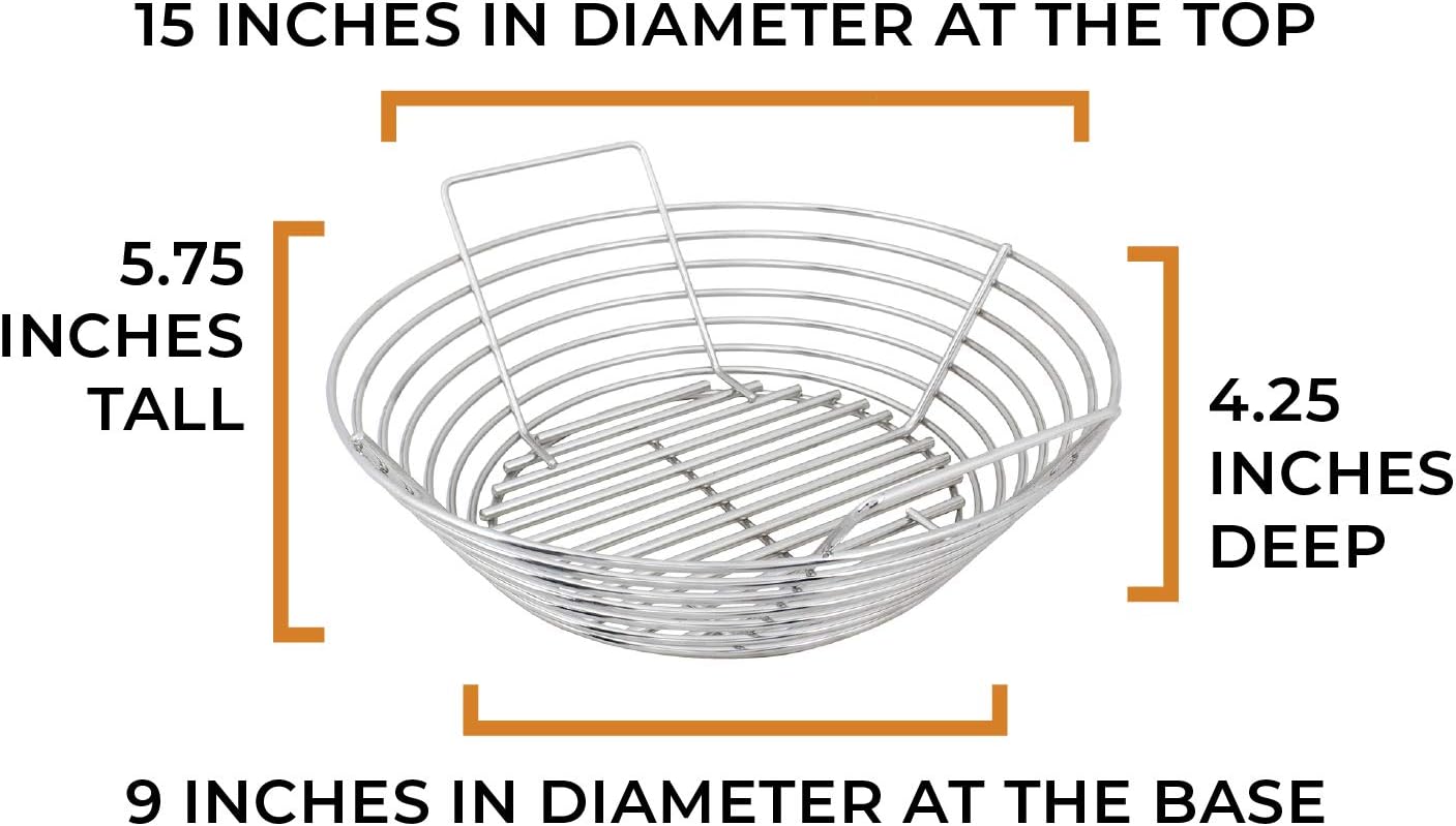 Stainless Steel Charcoal Ash Basket for Kamado Joe Classic - Classic Kamado Grill Charcoal Basket Accessory - Designed in Wisconsin
