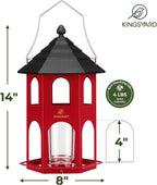 kingsyard metal bird feeder for outdoor hanging, wild showing dimensions