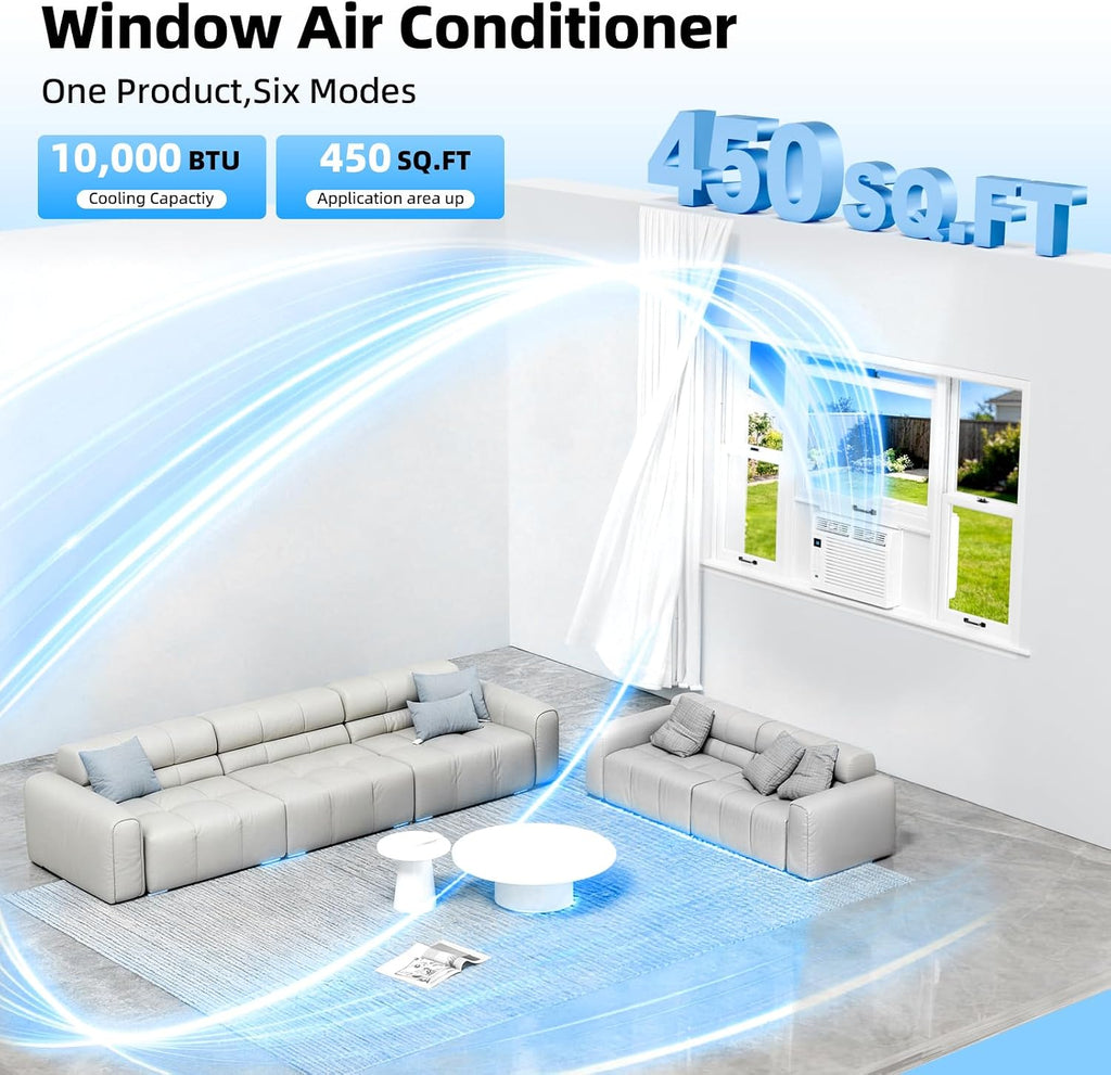 antarctic star 10,000 btu window air conditioner, window, close-up detail