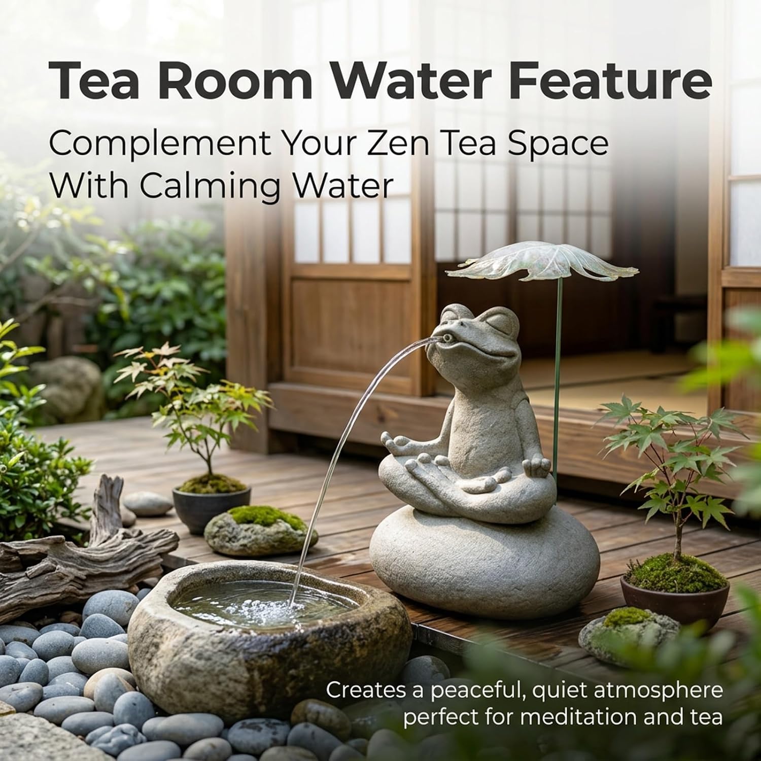 Artificial Stone Frog Water Spitter Animal Pond Fountains Includes Water Pump Outdoor Water Feature Statue Ponds Water Garden Decor(Jumping Frog)