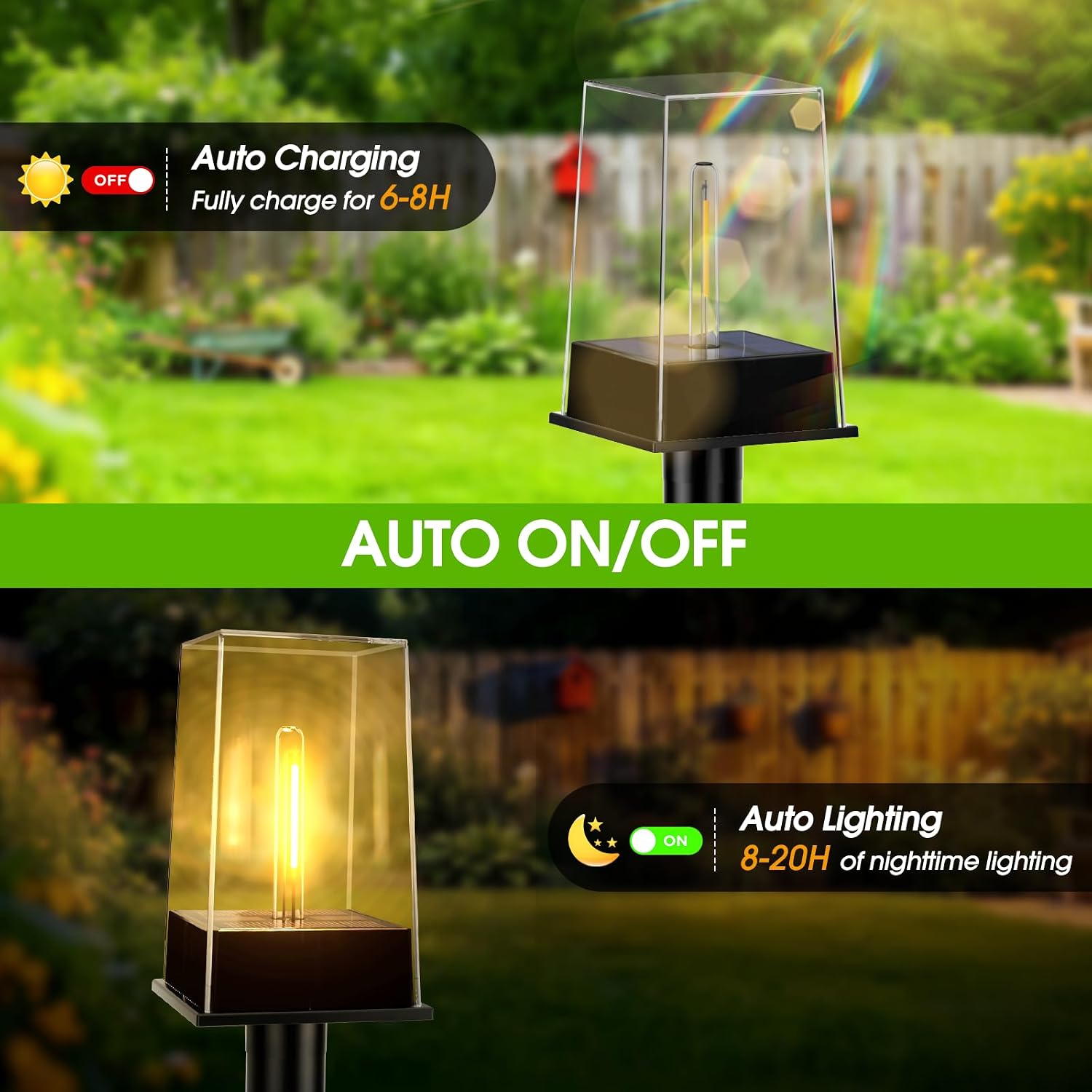 Solar Pathway Lights Outdoor 10 Pack, Solar Garden Lights Warm White 4 Lighting Modes, Solar Path Lights Auto On/Off, Landscape Lighting for Yard Walkway Driveway Patio Lawn Decor