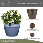 Classic Home and Garden Corinthian Resin Planter Pot - Outdoor & Indoor Plant Pot - Round Planter for Plants & Flowers (16" Oil Rubbed Bronze, Pack of 1)