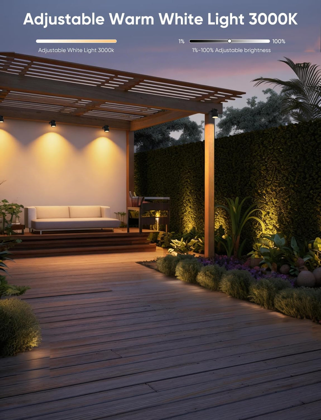 appeck landscape lighting, rgbw spotlights with app control,8 showing dimensions