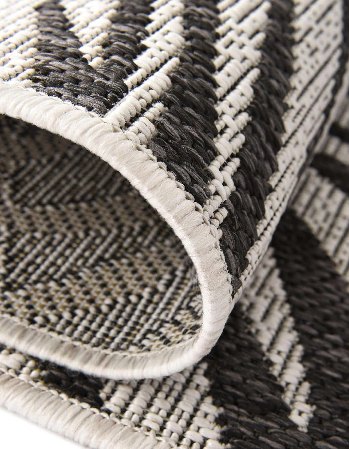 Unique Loom Outdoor Botanical Collection Area Rug - Palm (2' x 6' 1" Runner, Charcoal Ivory/ Gray)