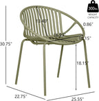Christopher Knight Home Set of 2 Tita Modern Patio Outdoor Dining Chairs, Stacking Chair, Outside Dinner,Garden/Balcony/Poolside Stackable Accent Chairs,Metal Legs,Plastic Cutout Backrest, Green
