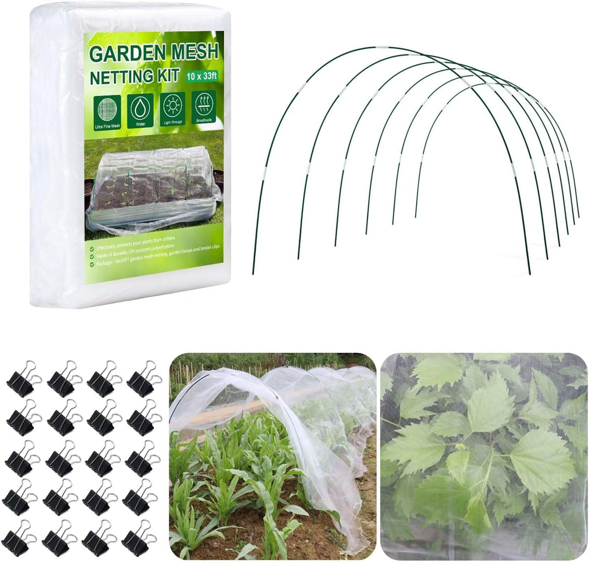 klewee garden netting kit for raised beds, 10x33ft, main product view