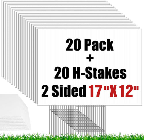 blank yard signs with stakes, ikayas 17x12inch white, main product view