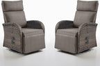 Swivel Outdoor Recliner Chair Set of 2 - Reclining Patio Chair with Adjustable Backrest and Footrest, All-Weather Wicker Chaise Lounge Chair Outdoor for Pool Deck (Upgraded 2.0)
