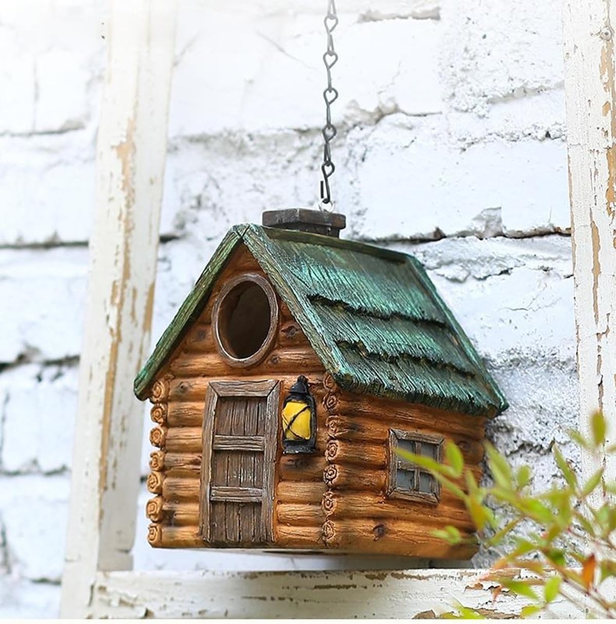 Outdoor Hanging Bird Nests, Hummingbird Houses, Garden Tree Decorations, Resin Ornaments (Wood Grain Color)