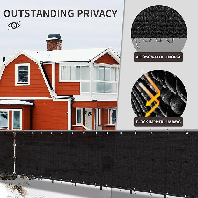 LOVE STORY Custom Size 3.3'x30' Black Balcony Privacy Screen,UV Block Privacy Fence Screen,90% Shield for Outdoor Pool Garden Apartment Railing