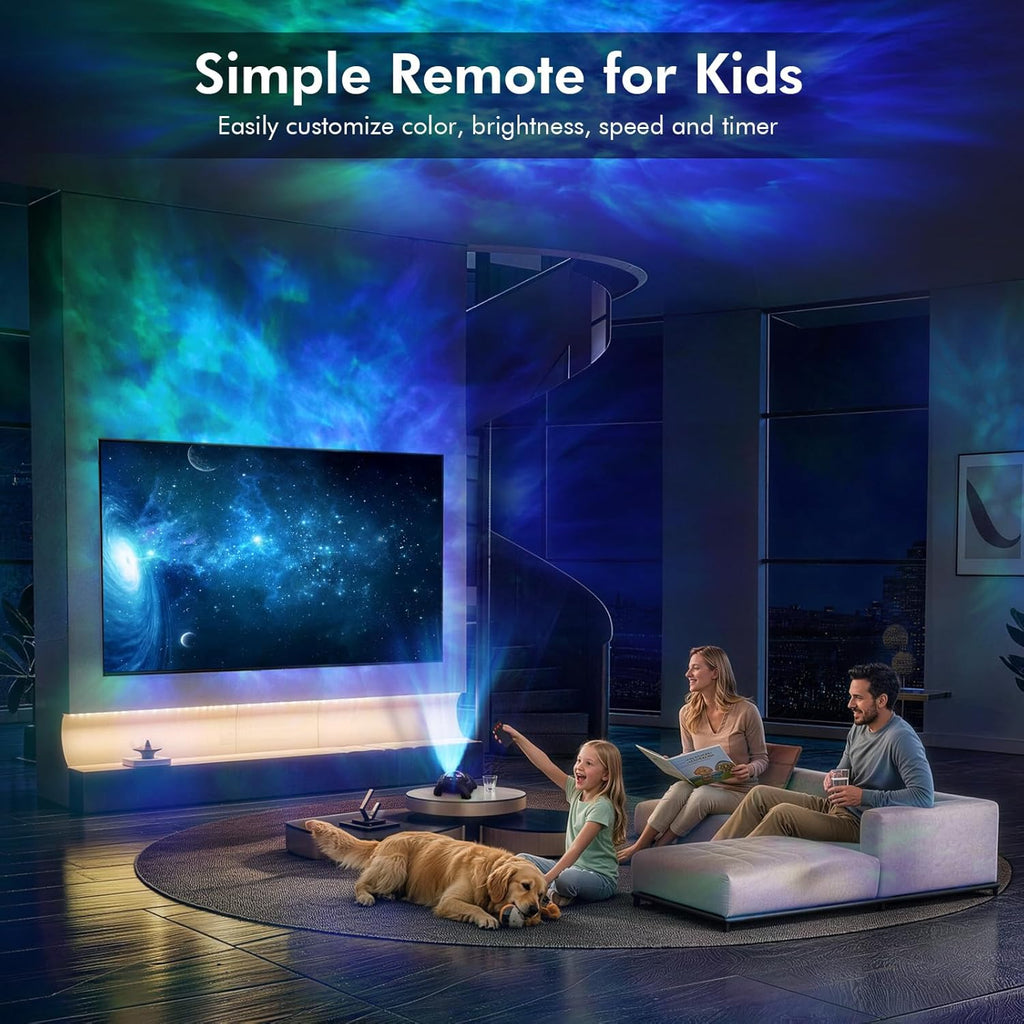Rossetta Dual Lens Galaxy Star Projector, Aurora Night Light for Bedroom | 58 Light Effects, White Noise, Bluetooth Speaker, Music Sync, Remote Control, Timer, Room Decor Gift for Kids Adults Teens