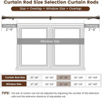 1” Diameter brown curtain rod Itself is 30 to 90 inch. 1 Pack Fits 30-84 inch Windows with Heavy Duty Adjustable brown curtain rods Splicing Metal Extra Long Curtain Rod