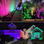 Landscape Lighting, 24W RGB Spot Lights Outdoor for Yard with Transformer & Remote 12 Colors and 19 Modes Outdoor Lights for House Lawn Tree Flag Garden Driveway Backyard Fence Plant, 4 Pack
