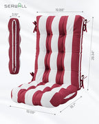SERWALL HDPE Outdoor Rocking Chair Cushion Set of 4, Memory Foam Cushion Red White