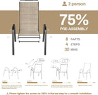 TLSUNNY Patio Chairs, Stackable Textilene Outdoor Dining Furniture for All Weather, with 17.7″ Wide Seat & Metal Frame, for Garden, Backyard, Deck, Restaurant, Poolside (6, Brown, 26.4″)