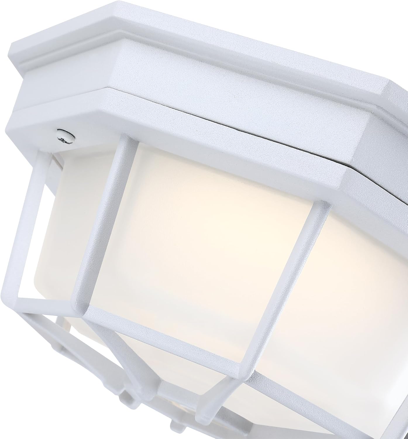 8.5 inch White Outdoor Flush Mount Ceiling Light LED 2700K 3000K 3500K 4000K 5000K 8.5” White Porch Outside Light for Balcony Octagonal LED Ceiling Lights,Aluminum Alloy,Glass,14W, 120V, 750lm-1000Lm