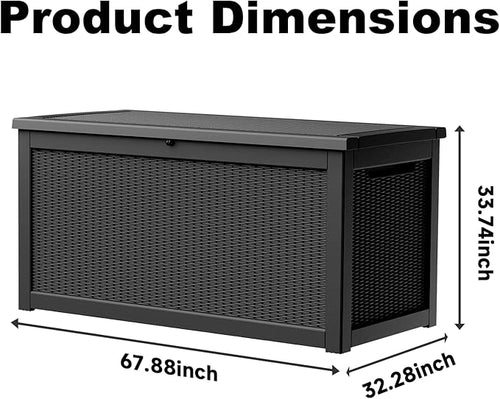 310 Gallon Lockable Outdoor Storage Box – Waterproof Resin Deck Box for Patio Furniture, Garden Tools, Pool Accessories (Black)