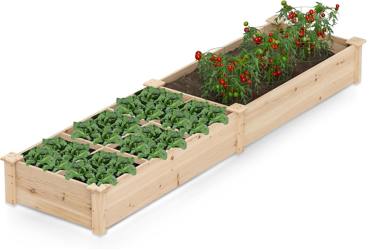 happygrill wooden raised garden bed with 2 garden, main product view