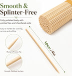 Hysagtek 400 Pcs Wood Skewers 4 Inch Bamboo Skewers - Fruit Skewer Chocolate Fountain Sticks Fondue Sticks for Appetizer, BBQ, Cocktail, Kabob, Chocolate Fountain, Barbecue, Party (10cm/4in)