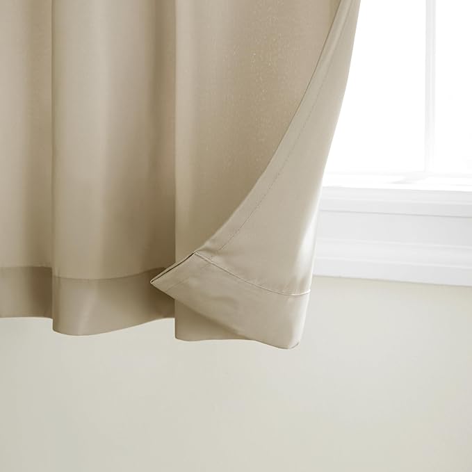 TOWN & COUNTRY BASICS Cabana Solid Heavyweight Indoor Outdoor Curtains, Light Filtering Opacity with Grommet Top, Water Repellent, 2-Pack Set, 54"x120", Taupe