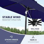 Tempera Patio Market Outdoor Table Umbrella with Auto Tilt and Crank, Large Sun Umbrella with Sturdy Pole & Fade Resistant Canopy, Easy to Set