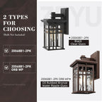 zeyu 12 Inch Patio Wall Light Fixture, 2 Pack Outdoor Modern Wall Lights, Die-Cast Aluminum, Oil Rubbed Bronze Finish with Water Ripple Glass Glass, 20068B1-2PK ORB WP