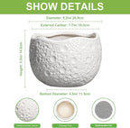 Ceramic Plant Pot - 8 Inch Round Planter with Drainage Hole, Decorative Plant Pots for Indoor Outdoor Plants, Modern Unique Flower Pots, House Living Room Decor, Housewarming Gifts, White