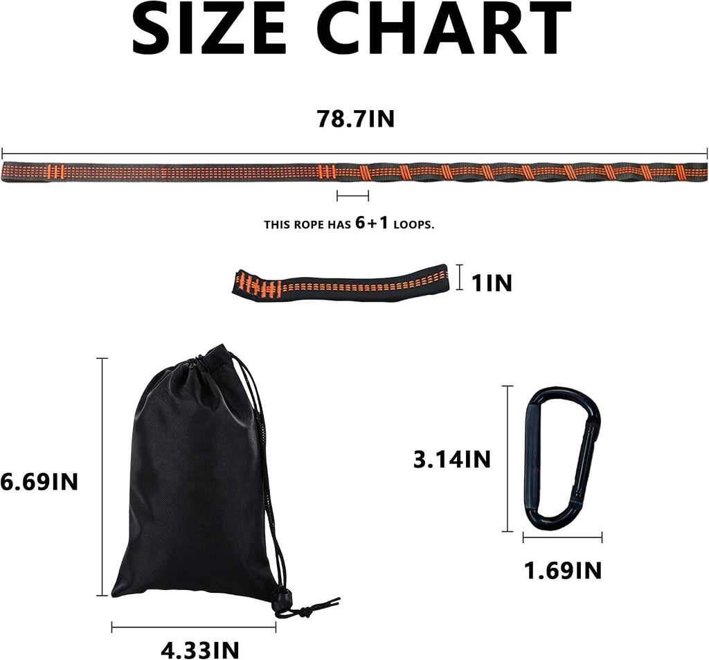 2pcs Hammock Straps with Carabiners, 2m/78.7inch Long & 7 Adjustable Loops Total- Quick & Easy Setup for Hammock,Swing. Extra Strong, Lightweight & Tree Friendly.