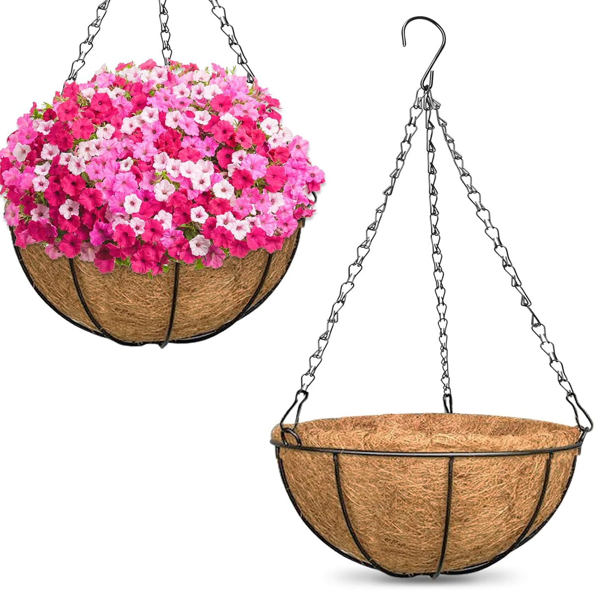 zeedix 2 pack 16 inch large hanging baskets, main product view