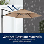 Best Choice Products 10ft Offset Cantilever Hanging Market Patio Umbrella, Smooth 360° Rotation, 8 Sturdy Ribs, Easy Adjustment - Tan