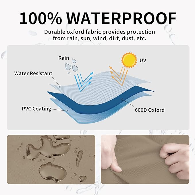 Easy-Going Heavy Duty 600D Outdoor Daybed Cover 88 Inch UV Resistant Patio Round Sofa Cover Waterproof Outdoor Canopy Daybed Sofa Cover with Air Vent 88" Dia x 35"/18" H, Camel