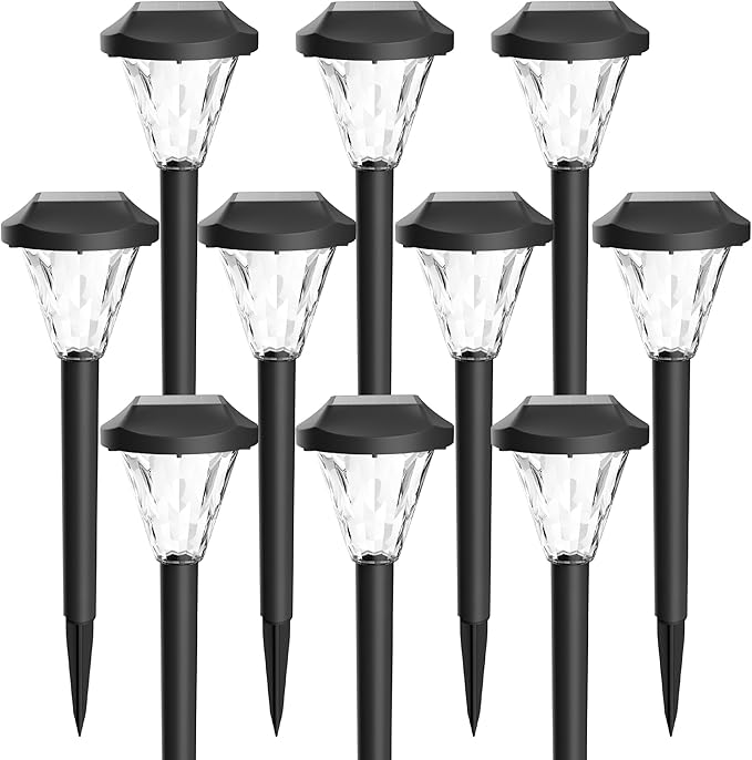 GIGALUMI 10 Pack Solar Lights Outdoor Waterproof, Outdoor Solar Lights for Yard, Solar Garden Lights, Yard Decorations Outdoor for Pathway, Patio, Garden, Driveway, Lawn, and Landscape(Warm White)