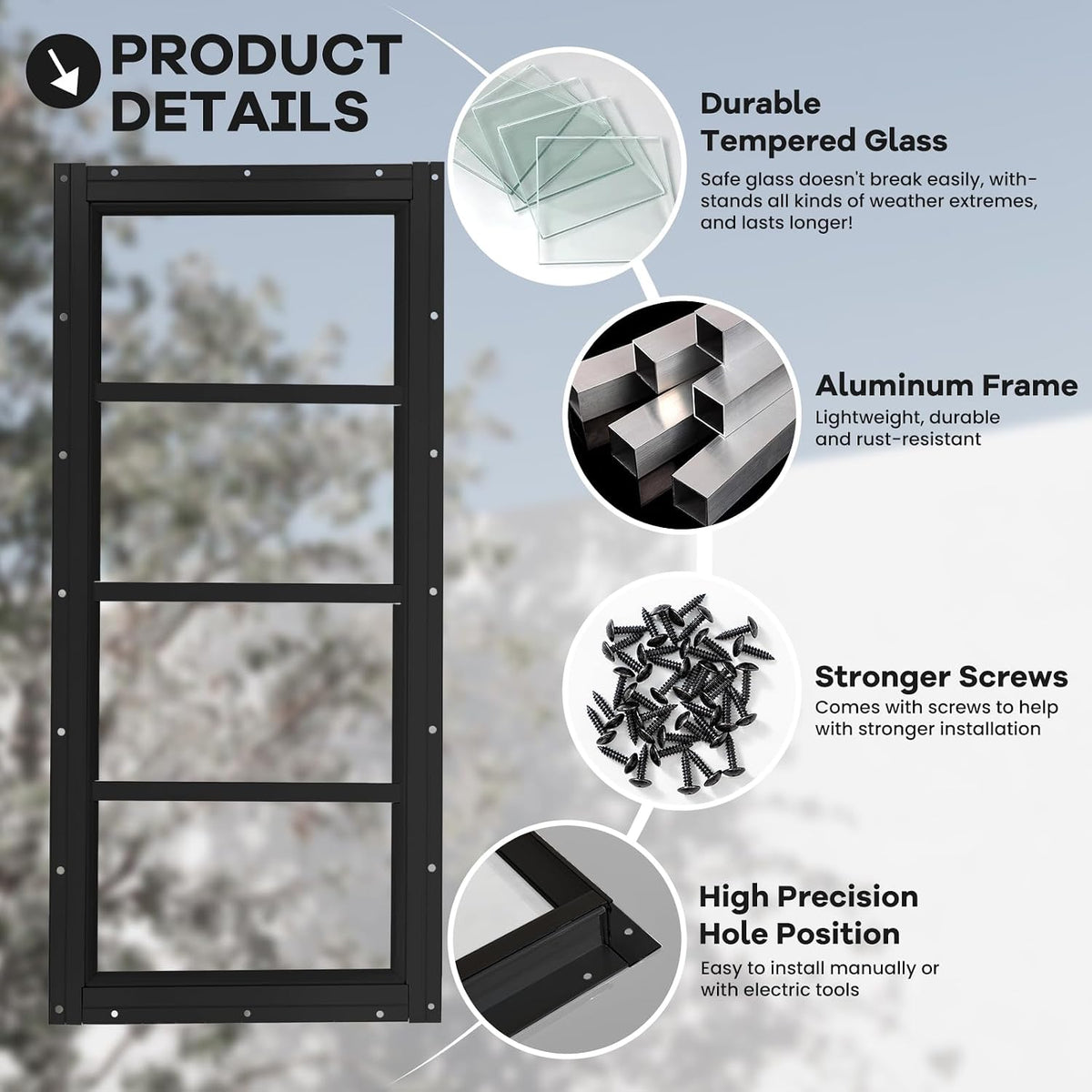 shed windows 2 pack, fixed transom windows 10", package contents