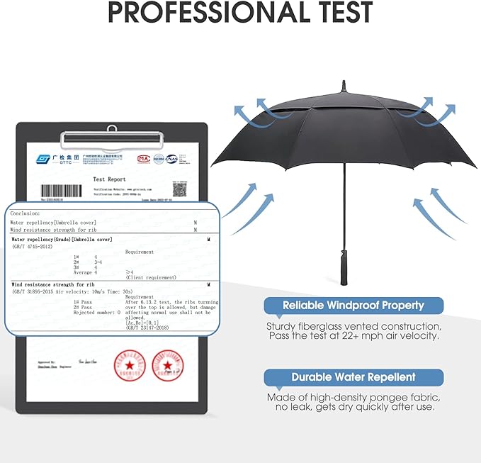 G4Free 47/54/62/68/72 Inch Automatic Open Golf Umbrella Oversize Extra Large Double Canopy Vented Windproof Waterproof Stick Umbrellas