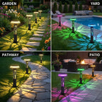 Eyrosa Solar Pathway Lights, Large Outdoor Garden Decor Stainless Steel Lights with Elegant Pattern, Dual-Zone Lighting, 8 Color Modes, IP55 Waterproof Landscape Lighting for Yard Walkway, 6 Pack