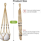 USLAI Macrame Plant Hanger Indoor Outdoor, Fits 4 to 15 Inch Pots, Strong Hanging Planter Holder, Boho Home Decor, 35 Inch, Brown, Set of 3 (POTS NOT Included)