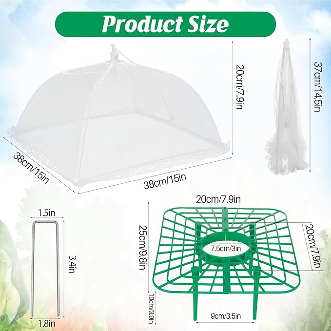 4 Sets Strawberry Plant Supports with Plant Protectors from Animals,Strawberry Growing Support Stakes with Mesh Plant Cover and Metal Garden Lawn Spikes Strawberry Planting Stand for Garden Vegetables