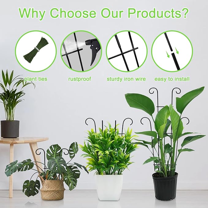 4P Plant Trellis for Potted Plants, Larger 23in Garden Trellis for Climbing Plants Indoor Outdoor, Rustproof House Plant Support Stakes for Pothos Hoya Ivy Flower