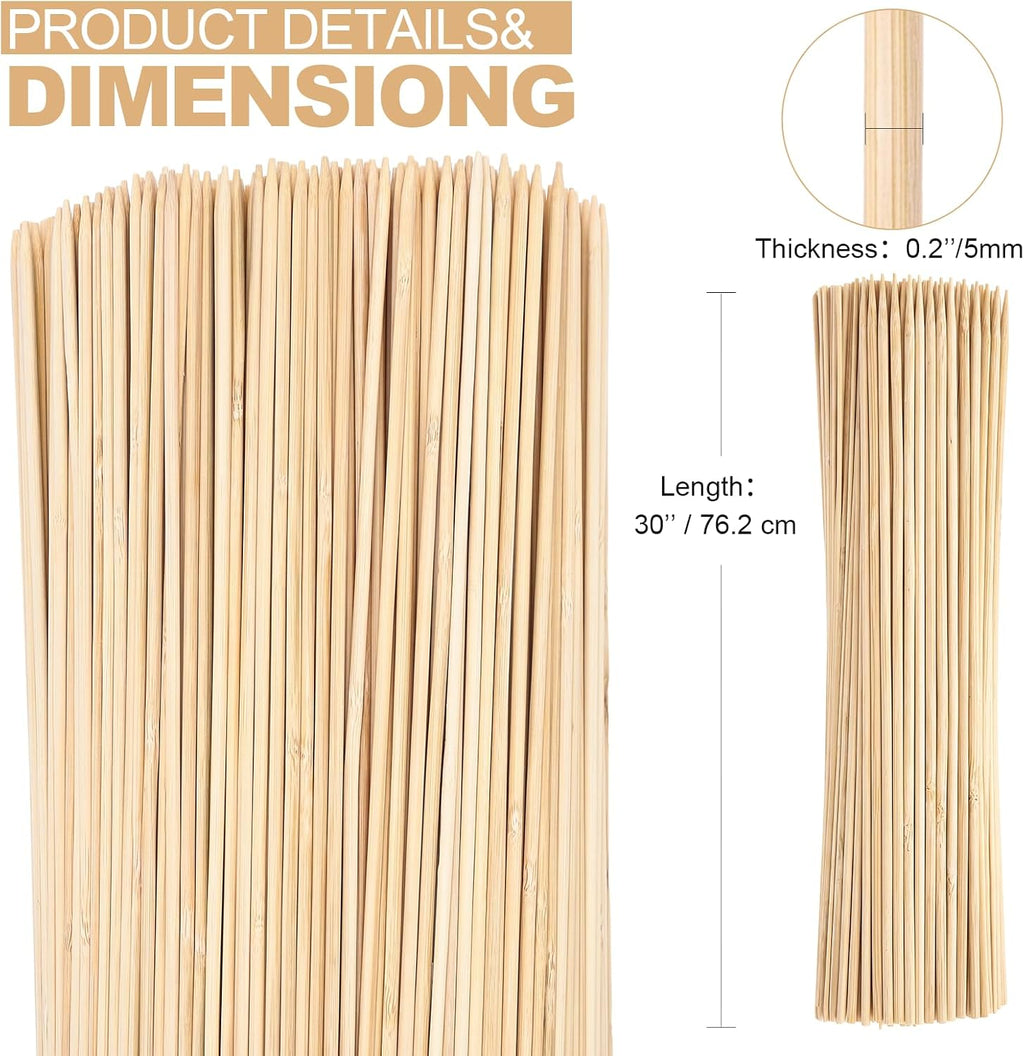 500 Pcs Marshmallow Roasting Sticks 30" Long 5mm Thick, Smores Sticks Bamboo Skewers BBQ Kabob Grilling Barbecue Roasting Camping for Outdoor Fire Pits Campfires