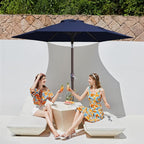 JEAREY 7.5FT Patio Umbrella Outdoor Market Umbrella with 6 Sturdy Ribs, Push Button Tilt/Crank Table Umbrella for Garden, Deck, Backyard and Pool, Navy