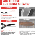 GARTOL 23-Inch Hedge Shears, Manual Garden Clippers with 9" High Carbon Steel Wavy Blade, Heavy Duty Bush Trimmers with Shock-Absorbing Bumpers & Adjustable Tension, Easy-Grip Handles