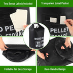 22LB Waterproof Wood Pellet Storage Containers - Dual Handles, Label Pocket | Portable 500D PVC BBQ Smoker Pellet Storage Bag, Stay Dry Grill Pellets Storage Container for Fuel, Charcoal, Wood Chips-1PCS