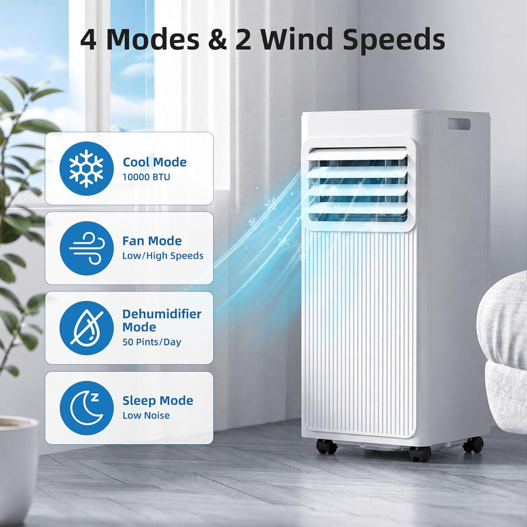 antarctic star portable air conditioners, 10000 btu shown in use
