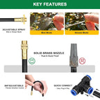 Drip Irrigation System with Brass Nozzles – 2026 Upgrade 200FT Garden Watering Kit with 36Pcs 360° Adjustable Misting Sprinklers Quick Connect Fittings for Raised Beds, Lawn, Patio