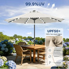 ABCCANOPY Durable Solar Led Patio Umbrellas with 32LED Lights 11FT (Light Beige)